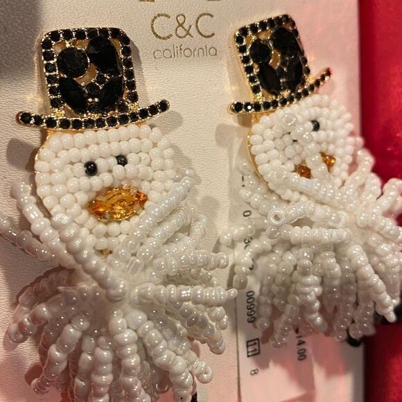 NEW C&C California Snowmen Earrings Beaded with Boots! - Picture 2 of 9